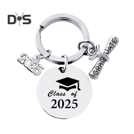 

Выпускной брелок 2025 года из нержавеющей стали с гравировкой и вдохновляющим посланием, брелок для ключей, подарок на выпускной B