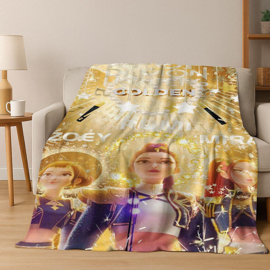 26 Stil Neue KPOP Dämonenjäger Rumi Mira Zoey Cartoon Flanell Decke, Gemütliche Weiche Überwurfdecke für Zuhause Schlafzimmer Bett Sofa Abdeckung