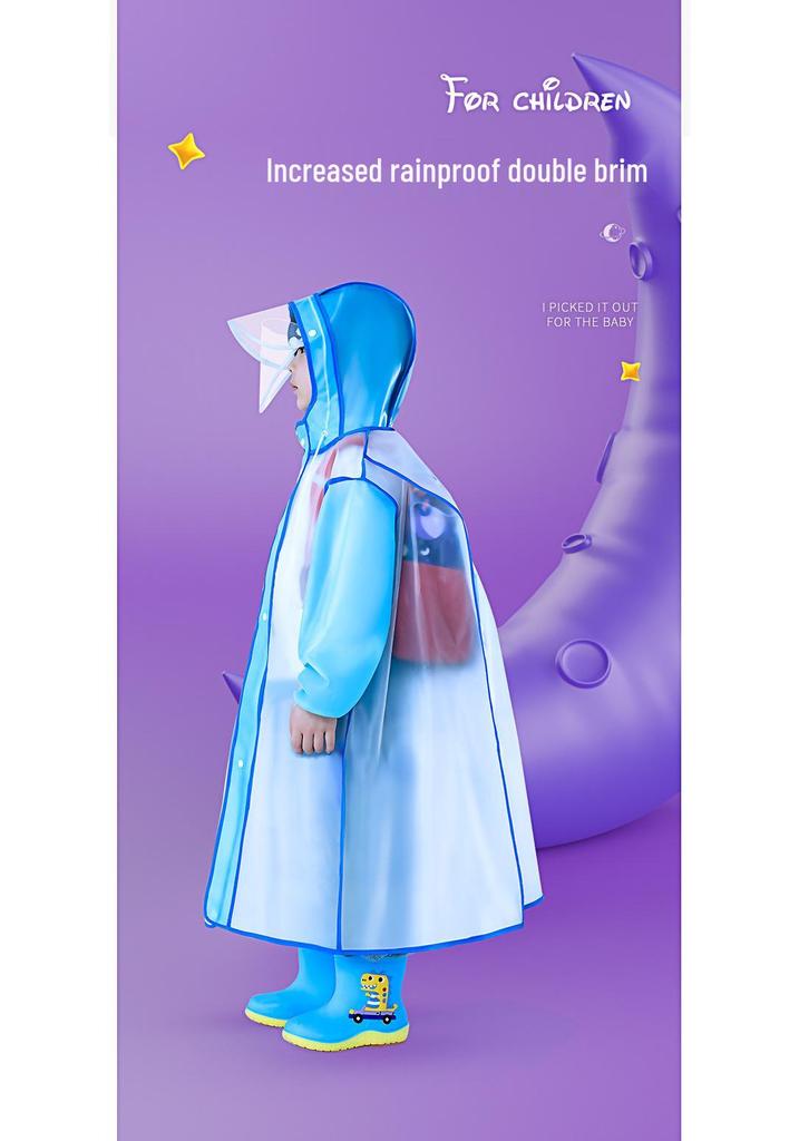 Children's Cartoon Raincoat with Backpack Slot - Large, Full-Body for Primary Students