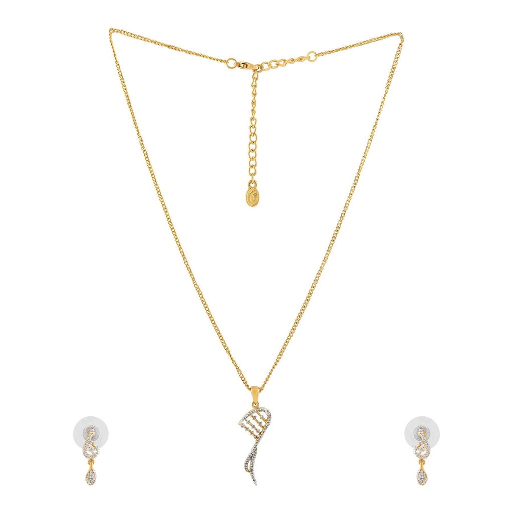 Estele 24 Karat vergoldetes Dancing American Diamond-Anhänger-Set für Damen