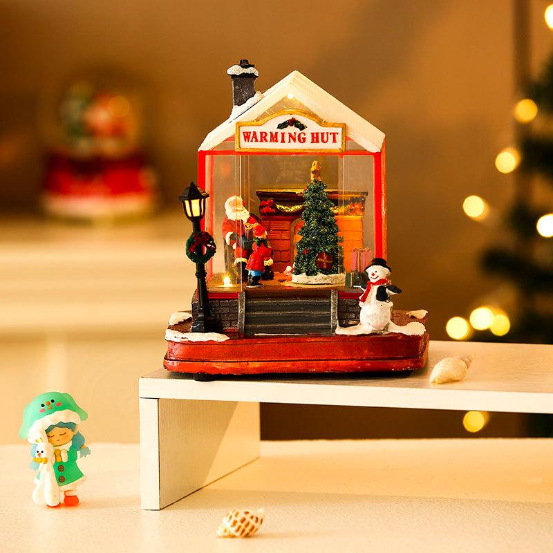 Christmas Gift Music Box Light Up Rotating House Christmas Decorations Music Box Tabletop Gift
