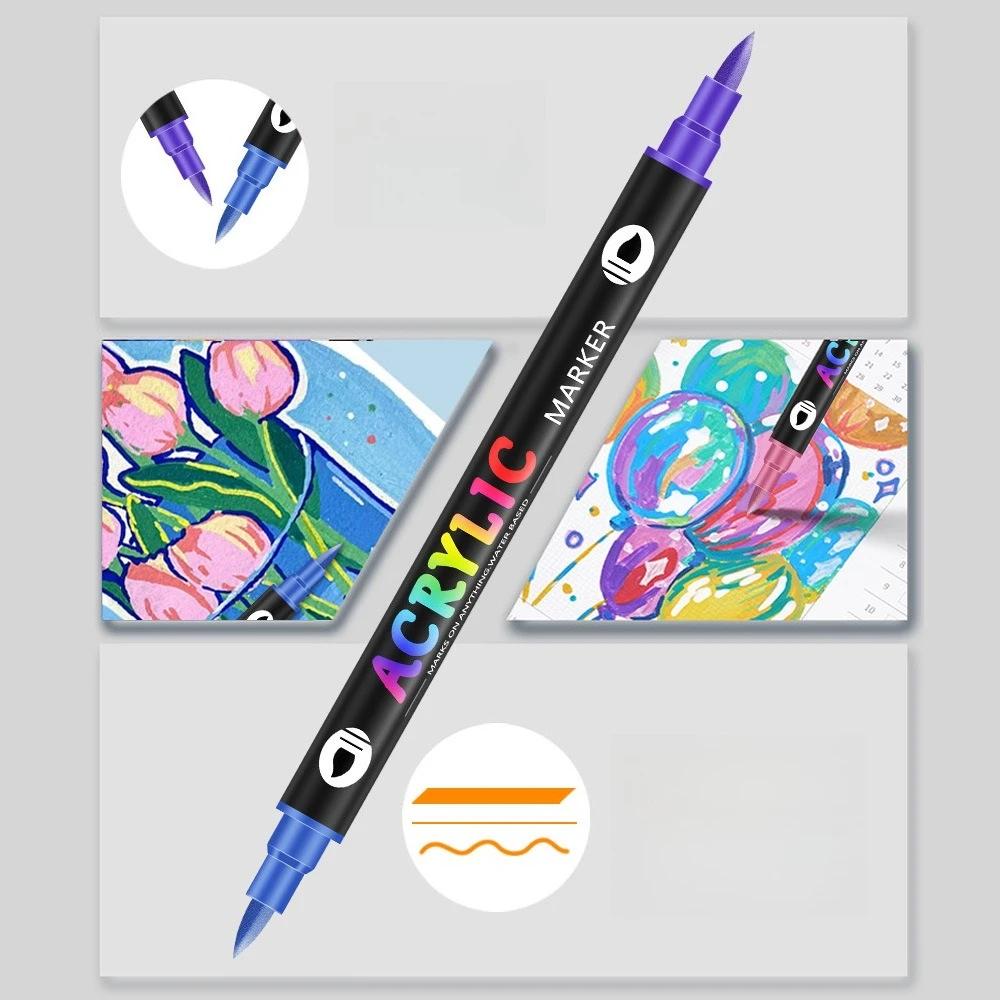 Dual Tip Dual Color Acrylic Marker Pen Kids Graffiti Painting Stationery Set 111 Colors Marker Pen For Art Creation