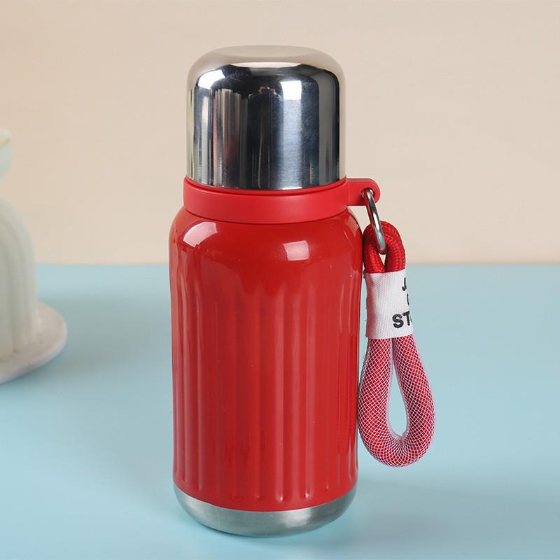 Stylish 316 Stainless Steel Insulated Mini Cup with Carrying Rope & Pop-Up Lid - Portable & Sealed for Students