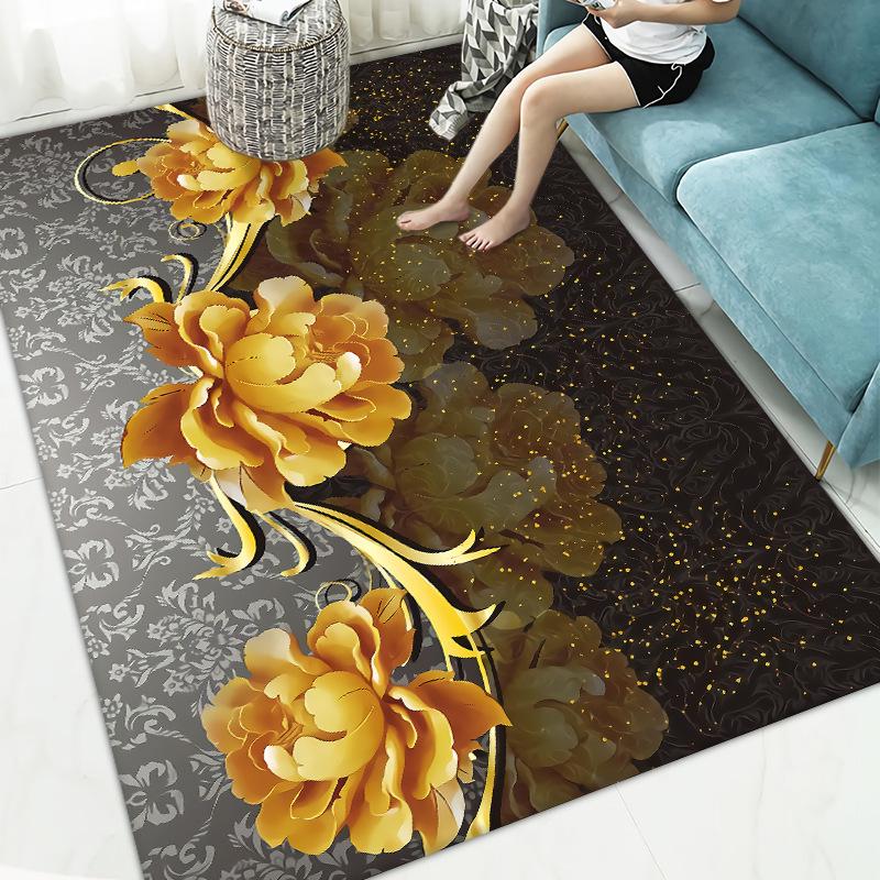 Decoración del Hogar Felpudo para Puerta de Entrada Flor Rosa Peonía Rústico Alfombra Impresa 2D Alfombras para Sala de Estar Alfombra Peluda Decoración de Dormitorio