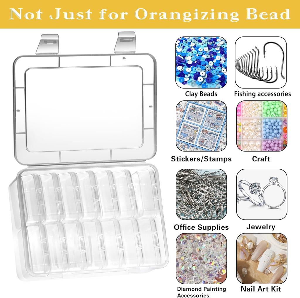 Small Bead Organizers Plastic Storage Boxes Mini Clear Bead Storage Transparent Boxes with Hinged Lid and Rectangle Clear Craft