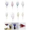 10pcs Textured Plastic Stems Glittering Christmas Picks Artficial Flower Leave Spring Festival Decoration
