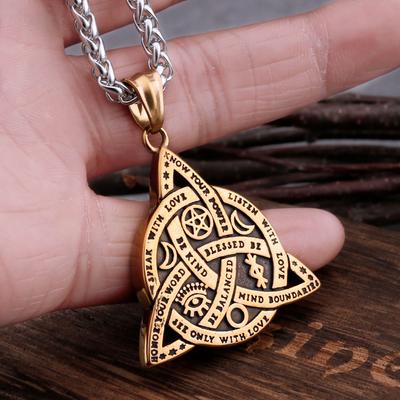 Collar con amuleto de nudo celta vikingo para hombre, colgante con estilo del alfabeto nórdico, joyería vintage de estilo hip hop para hombre como regalo