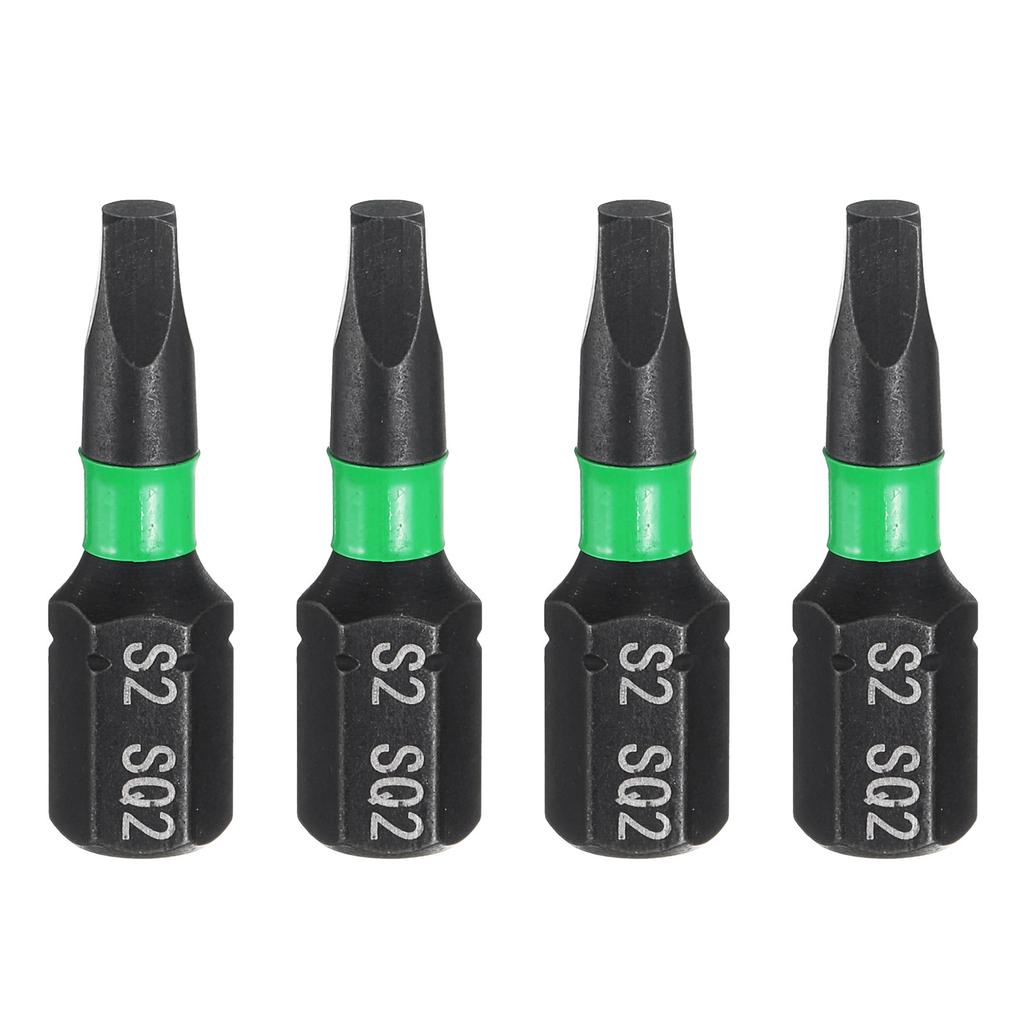 2/4/8pc SQ0/SQ1/SQ2/SQ3/SQ4 Square Screwdriver Bit 1/4" Hex Shank 25mm/1" Length Magnetic 4 Point Head Hex Bits Screw Driver Bit