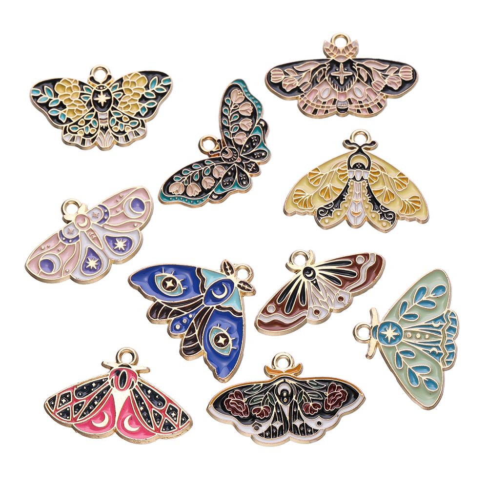 10pcs Enamel Butterfly Alloy Pendants Colorful Dropping Oil Necklace Charms For DIY Jewelry Bracelet Earrings Making Findings