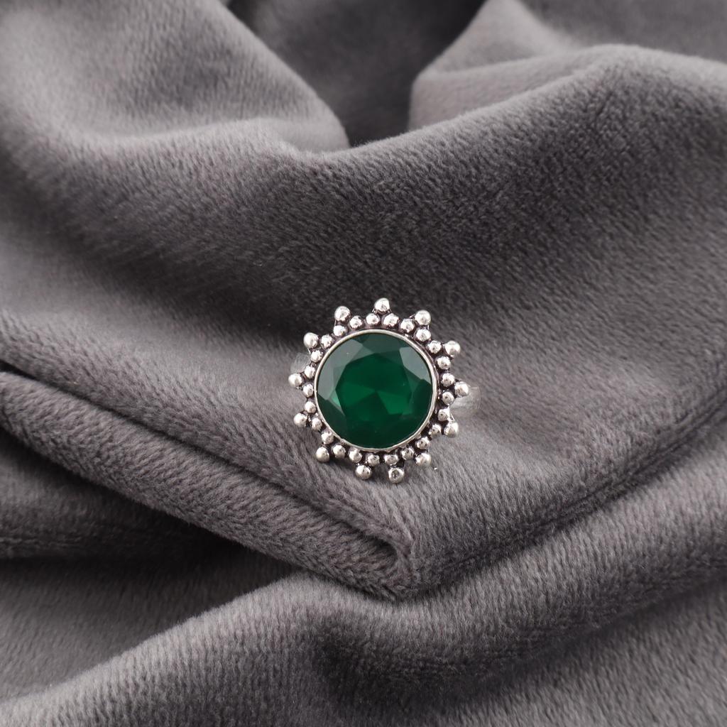 Green Onyx Gemstone Jewelry, 925 Solid Sterling Silver Ring, Handmade Beautiful Silver Ring For Anniversary Gift
