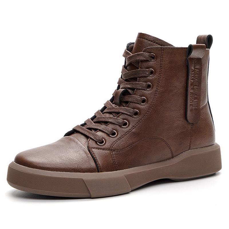 

Women Genuine Leather Short Boots Office Side Zipper Thick Sole Ankle Boots Height Increasing Winter Plush Warm Boots Size 35-43 35