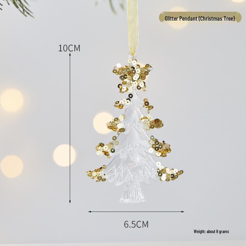 Gold-Edged Acrylic Snowflake Christmas Tree Pendant for Window Display