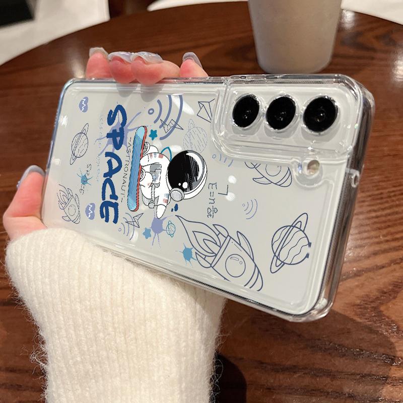 Astronaut Aircraft Route Phone Case For Samsung Galaxy S25 S23 S24 S22 Ultra Plus Soft Cover For Galaxy S24+ S23+ S25+ Shell