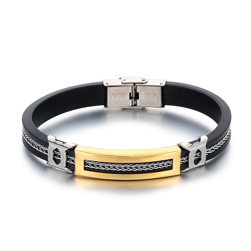 Haoyi Men's Adjustable Silicone Titanium Steel Bracelet in European & American Fashion