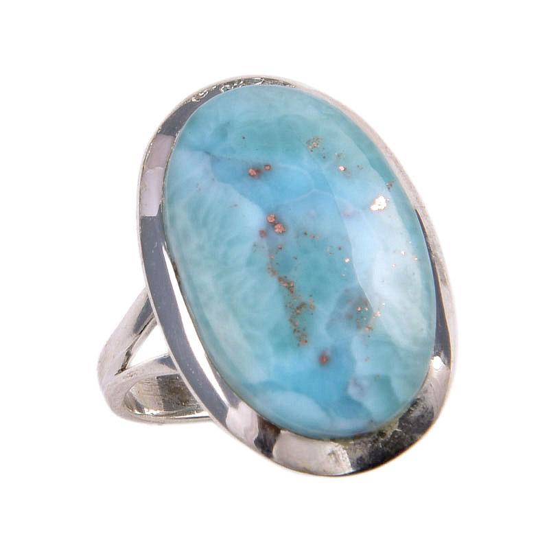 Natural Republic Larimar Gemstone 925 Sterling Silver Jewelry Ring Size 6.5 K0t80