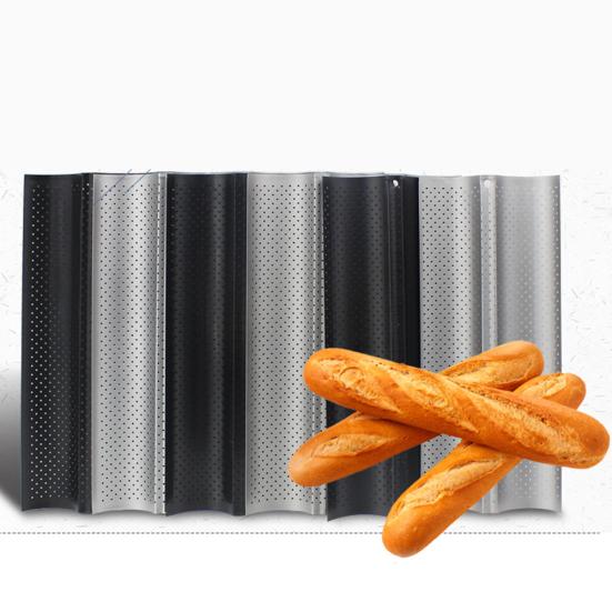 2/3/4 Yuvalı Kabuklu Delikli Yapışmaz Baget Fransız Ekmeği Pişirme Tepsisi Tava Aracı