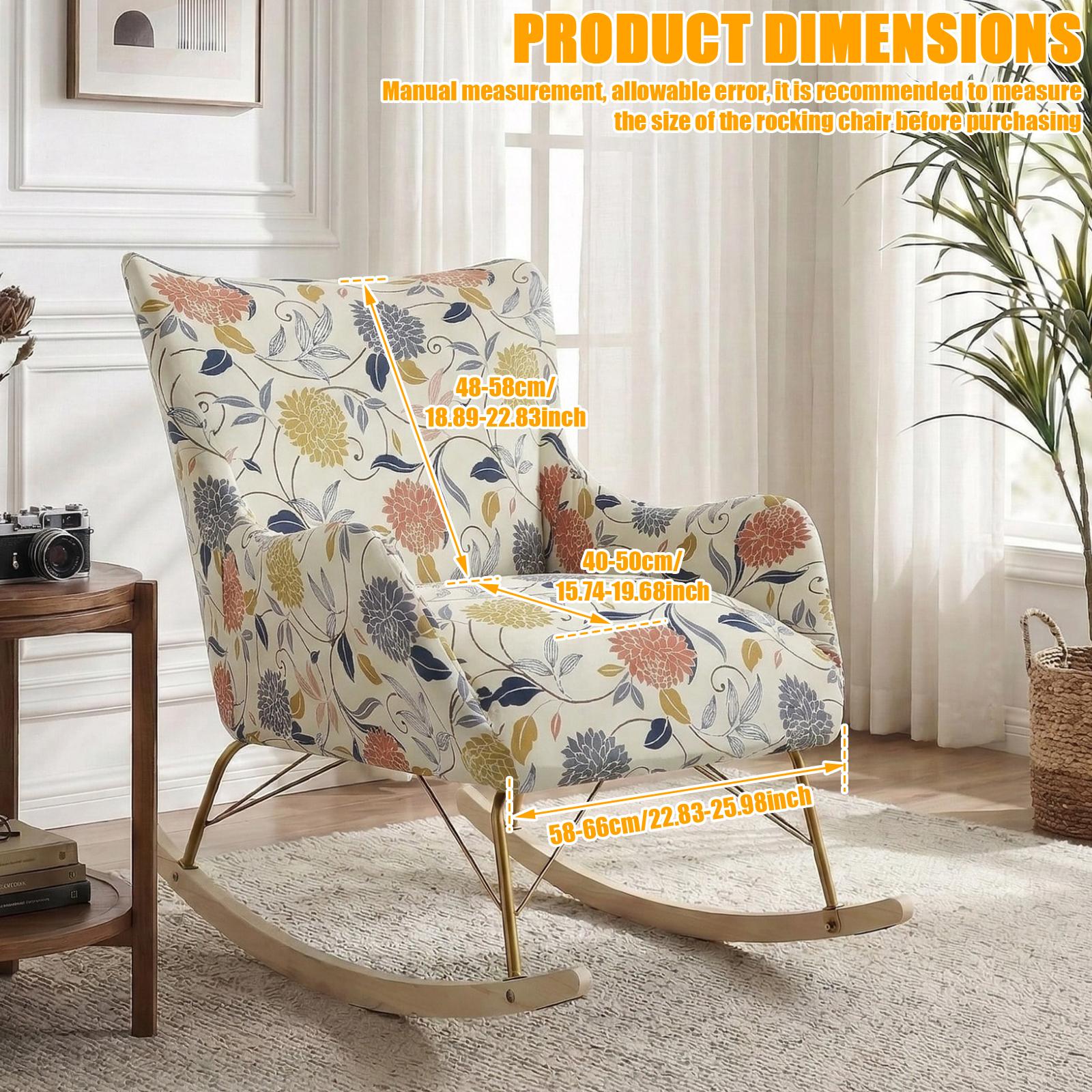 

Universal Elastic Rocking Chair Cover Polyester Full Wrap Single Recliner Cover with Foam Strip Furniture Protector Decoration