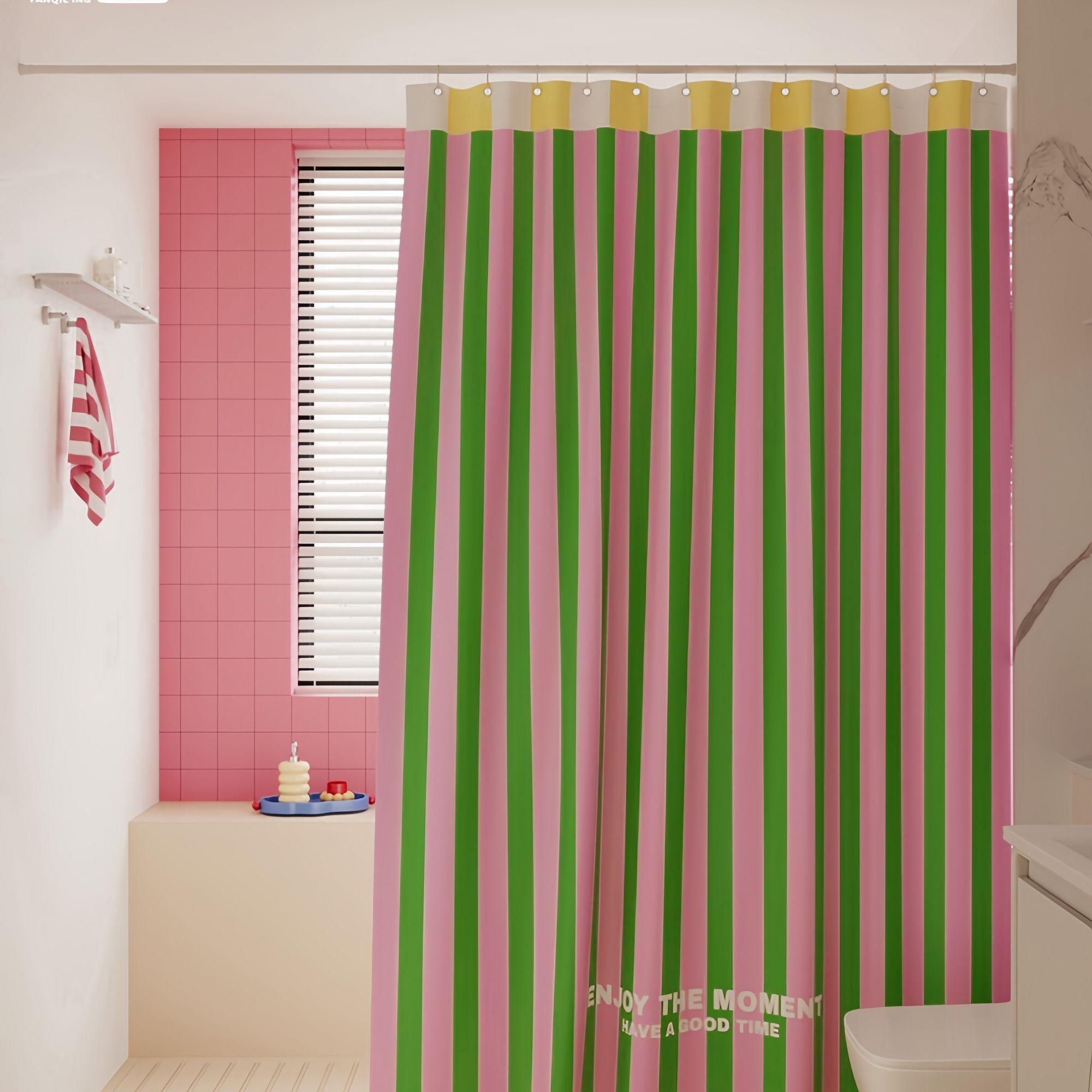 

Dopamine Thickened Striped Shower Curtain Waterproof Set Mildew-Proof Bathroom Curtain Partition Hanging Curtain Bath Shower W60H190(CM)-1 Pcs