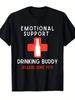 Funny Drinking Buddy T-Shirt - 180gsm Heavyweight Retro Casual Tee With "Please Don't Pet Me" Slogan & ESA Dog/Wine Design For Parties, Bars, Casual A