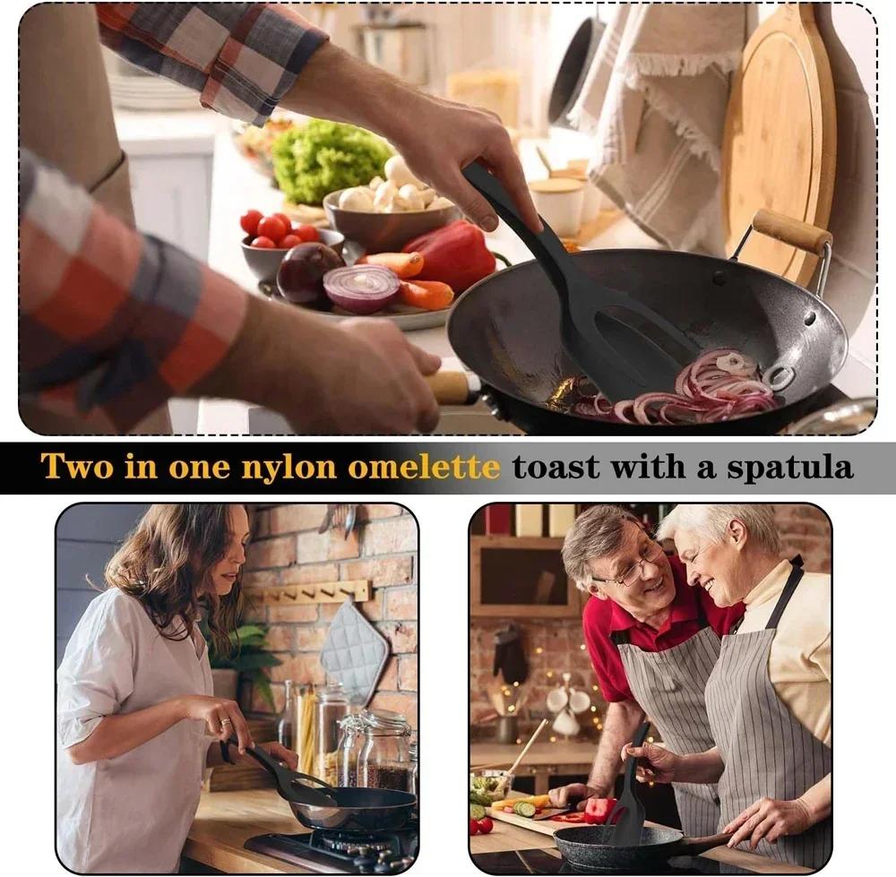 Dual-Function Nylon Steak Spatula and Clip Ideal for Frying Food Handling Egg Cooking Grilled Bread and Effortless Flipping