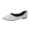Outer size large size single shoes spring and summer new pointed fashion plaid shallow mouth flat bottom Doudou women's shoes