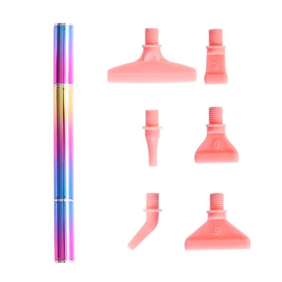 

1 комплект, набор инструментов для рисования стразами, удобная ручка, металлическая красочная дрель с резьбой, ручка со сменными головками для рукоделия A розовый