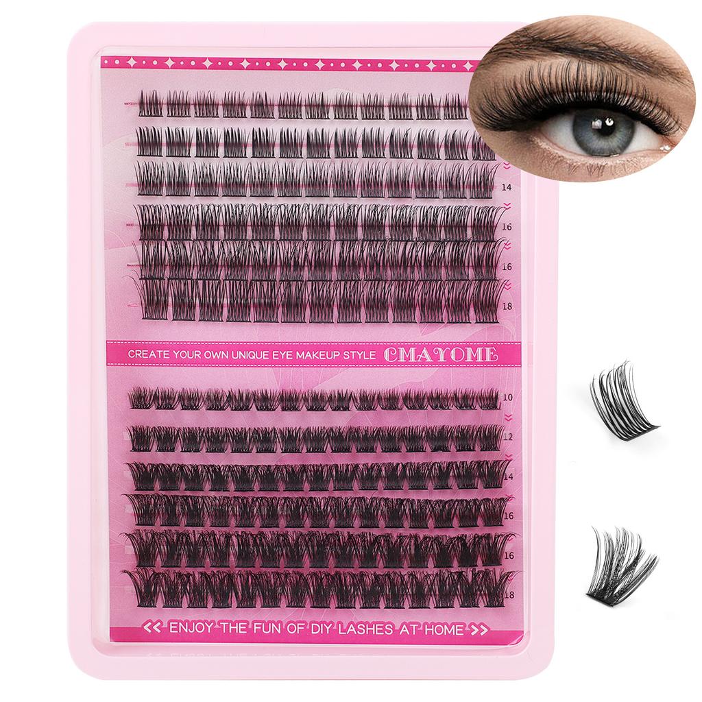Thick False Eyelashes 10-18Mm Single Tuft Hair With Eyelash Glue Set