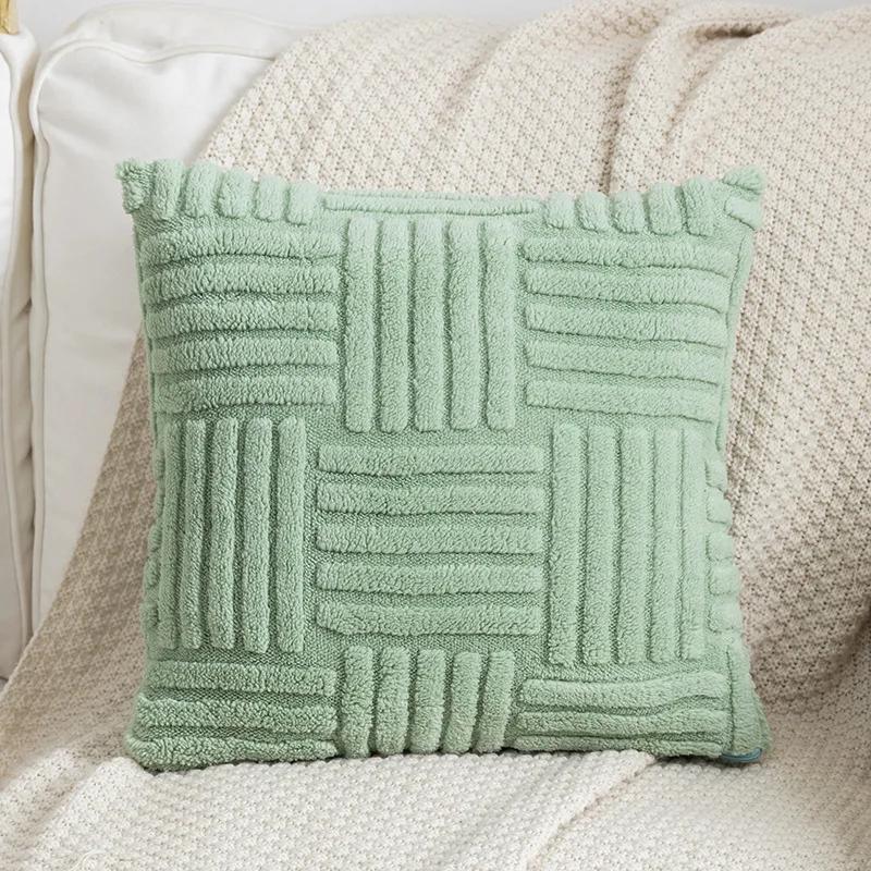 B030 Soft Throw Pillows Woven Plush Falai Pile Pillow Cover Solid Color Sofa Cushion Plain Color Double-sided Pillows