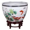 Extra Large Blue & White Ceramic Lotus Bowl for Outdoor Courtyards