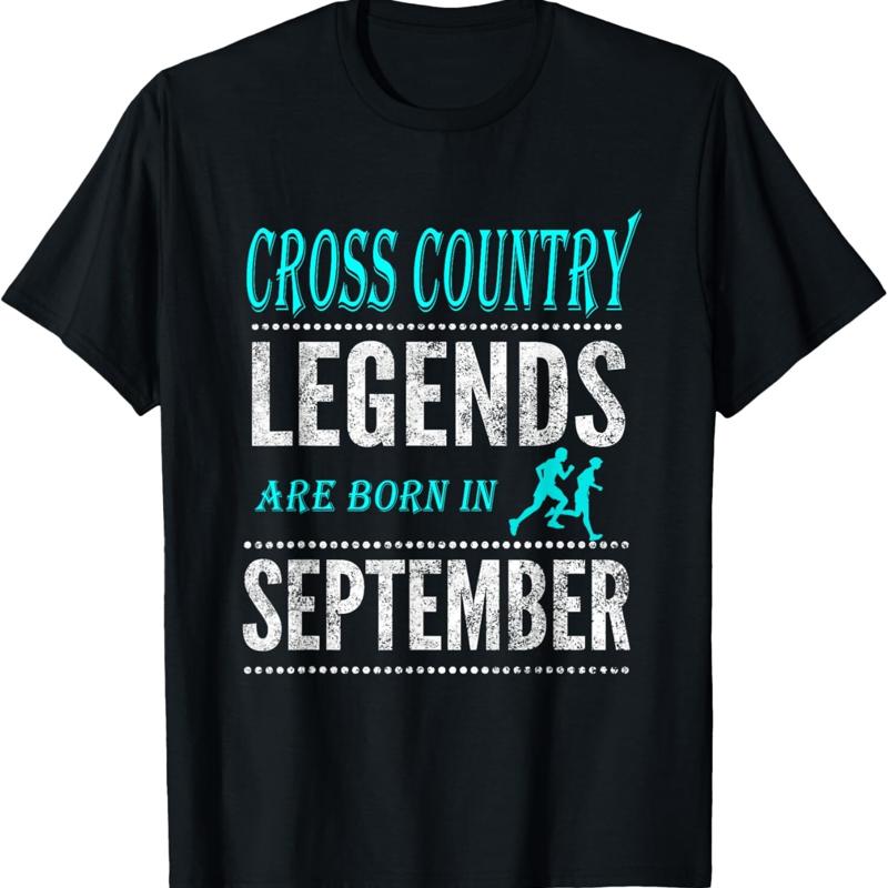 

Top Boys _ Girls Cross Country Legend Born September T Shirt - Men s Summer Cotton Graphic Tee S разноцветный
