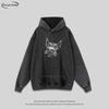 Mens Oversized Vintage-Style Hoodie With Direct-to-Garment Dog Print Heavyweight Cotton Streetwear Drop Shoulder