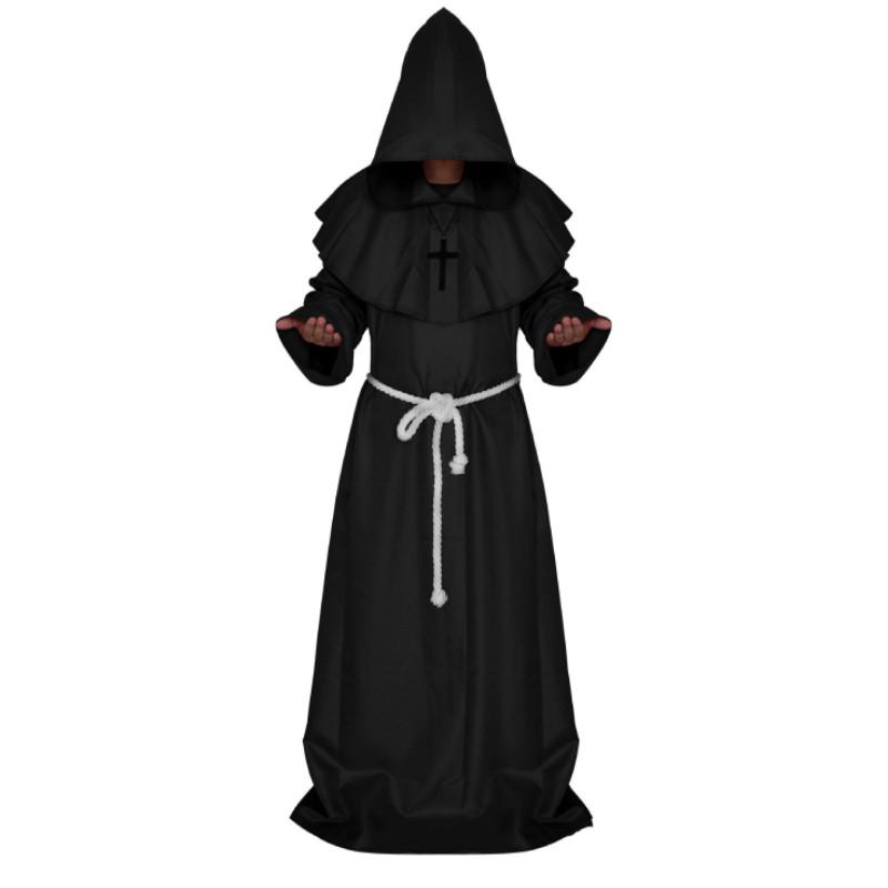 Halloween Medieval Monk Costume Wizard Priest Robe Shawl Set For Costume Parties And Themed Events