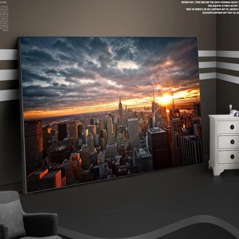 New York City Sunset View Canvas Paintings On The Wall Art Posters and Prints Wall Art Pictures for Living Room Home Decoration No Frame