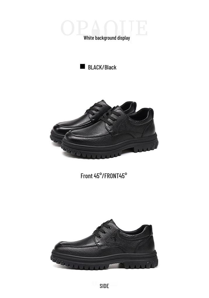 Red Dragonfly Men's Genuine Leather Casual Shoes - Non-Slip Autumn/Winter Footwear for Middle-Aged & Elderly