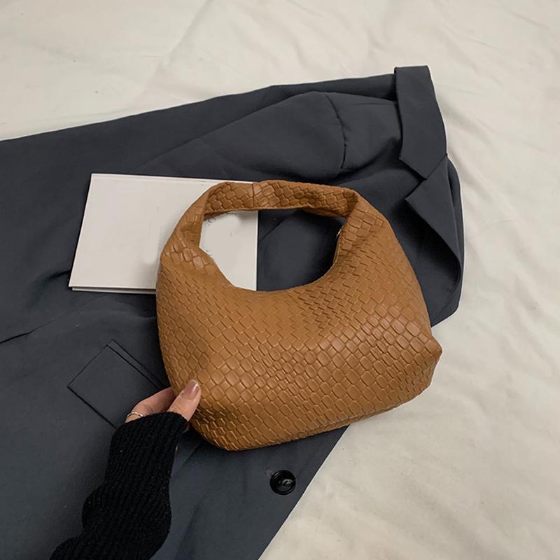 

Yogodlns Women Classic Fashion Woven Embossed Hobo Soft PU Leather Small Top-handle Shoulder Bag Casual Daily Handbags 24x10x22cm коричневий