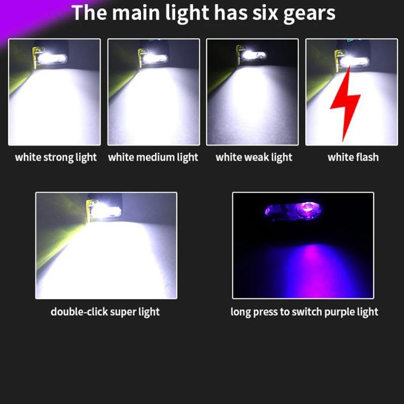 RGB LED Flashlight Rechargeable Flashlight Magnetic Work Light with Side Light Flash Light for Outdoors Emergency Camping