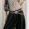 Gothic Women's Rivet Belt Leopard Dress Jeans Belt Niche Leather Waistband  Waist Belt