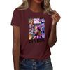 Women's  Group 2D Printed Round Neck Short Sleeve Top
