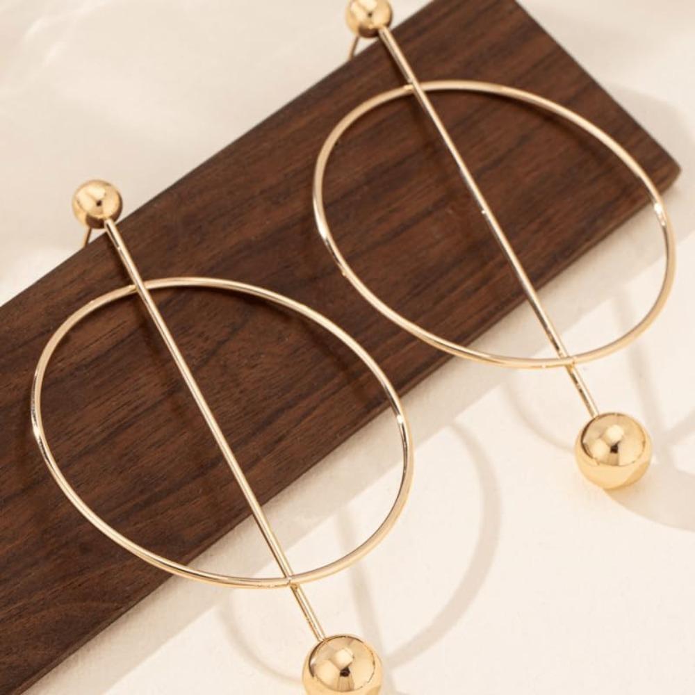 Bar Hoop Earrings Big Round Circle Earrings Geometric Circle Stick Earrings Gold Fashion Jewelry for Women Gift