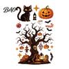 Spooky Theme Party Supplies Halloween Static Window Clings, Glass Stickers with Ghost Cat Bat Shop Displays Patterns, Reusable Holiday Decals
