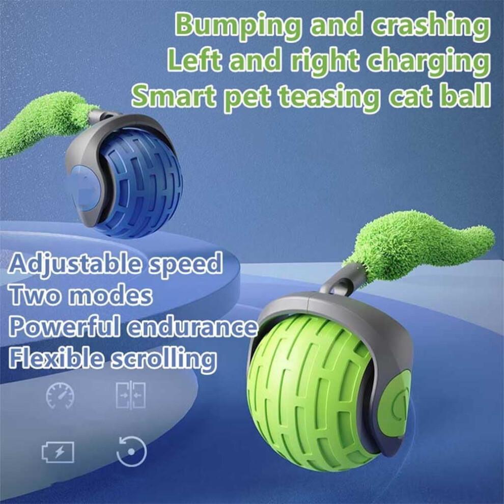 Speedy Tail 2.0 Automatic Moving Cat Toy Ball, Rechargeable Interactive Smart Ball with Replacement Tail (Green), compatible with Speedy Tail