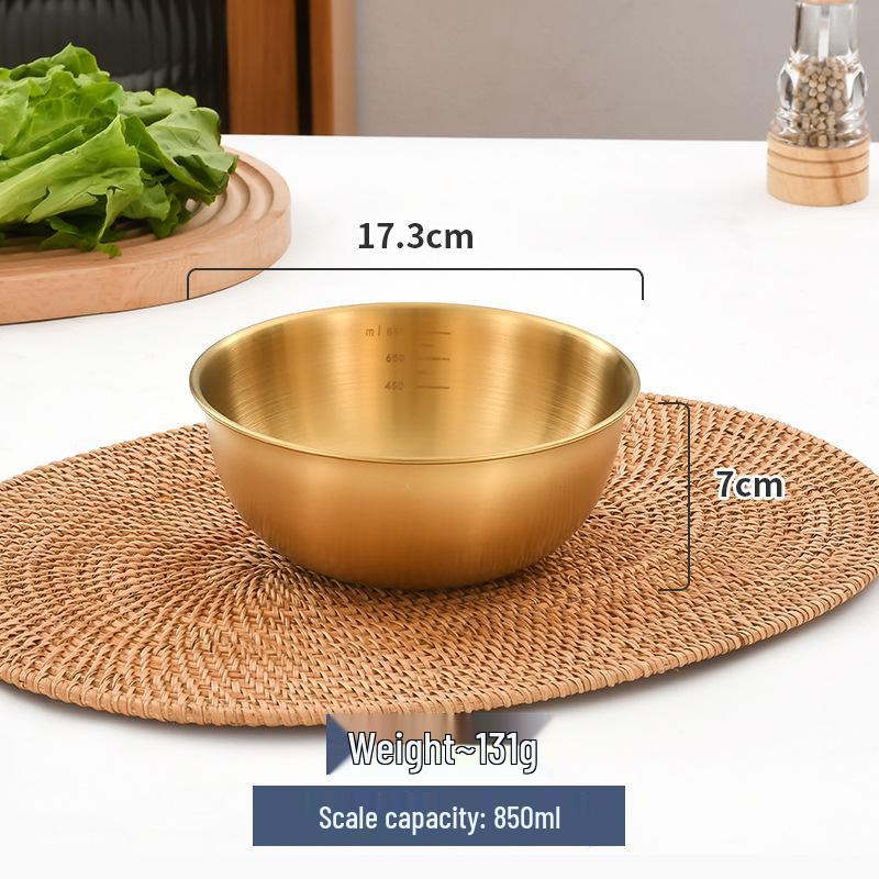 Gold Round Stainless Steel Mixing Bowl for Salad, Baking, and Egg Beating