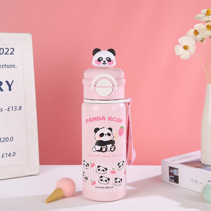 

Детская термокружка Panda для школьников, новых мальчиков и девочек, с высоким внешним видом, с двойной трубочкой для питья, с термосом для воды 500ml