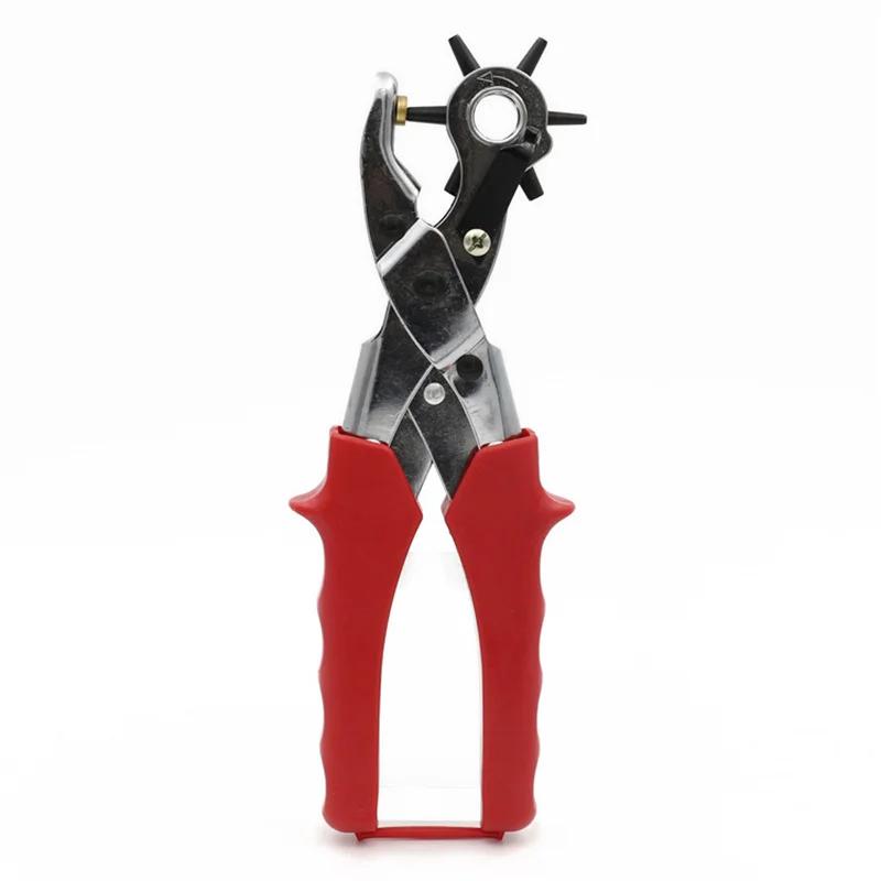 Genuine Leather Craft Tools Belt Hole Punch Plier Eyelet Puncher Revolve Sewing Machine Setter Tool Watchband Strap Household Paper Diy