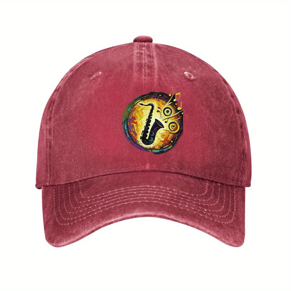 

Abstract Saxophone Music Jazz Baseball Cap Distressed Denim Dad Hat Casual Outdoor Adjustable Cap One Size