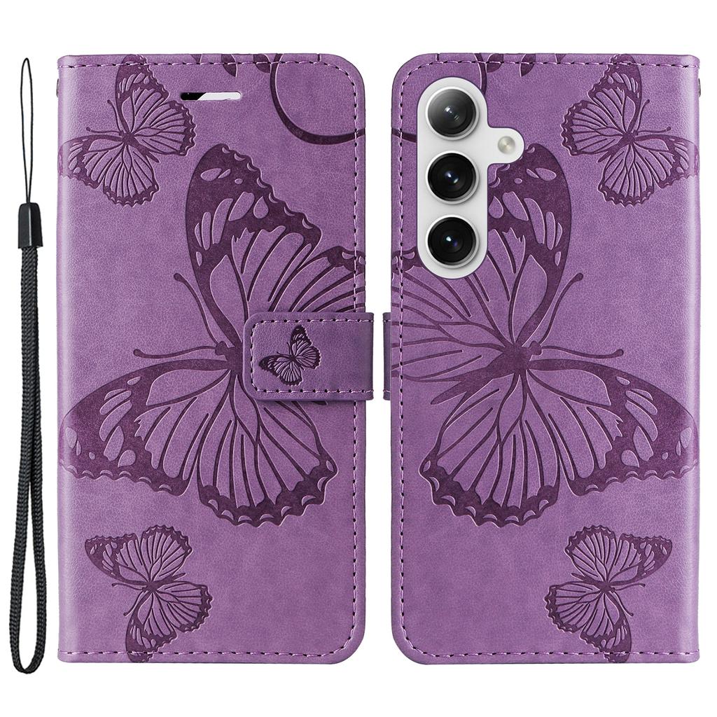 For Samsung Galaxy S25/S24 Wallet Case Floral Butterfly Imprinted Leather Phone Cover Stand