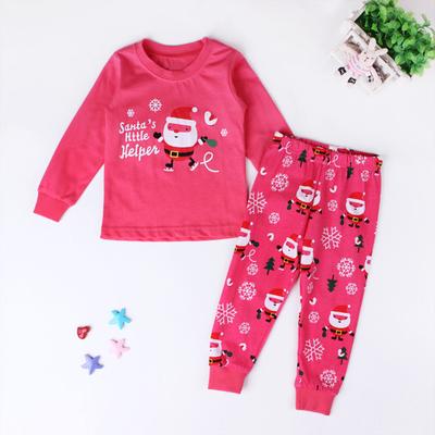 Children's  Printed Long Sleeve Top T-shirt + Pants Christmas Set Home Service