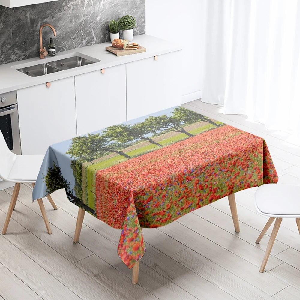 

Скатерть с цветочным растением, природный пейзаж, водонепроницаемая прямоугольная кухонная обеденный стол с защитой от пятен, украшение для дома 40x70cm