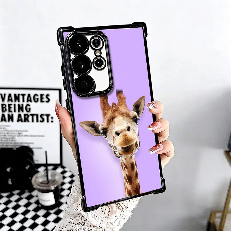 Giraffe Animal Pattern Plating Phone Case For Samsung Galaxy S24 S25 FE S26 Edge S23 Ultra S22 S21 Plus S20 Anti-Fall Airabag Co