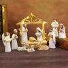 12Pcs LED Nativity Scene Set Resin Christmas Manger Angel Figurines with Star Light Holiday Tabletop